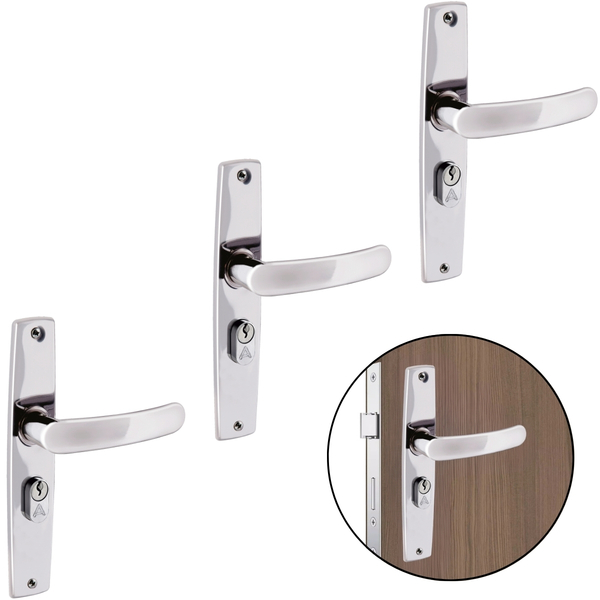 Fechadura Para Porta Externa Aço Inox Polido Cromado | Alianç